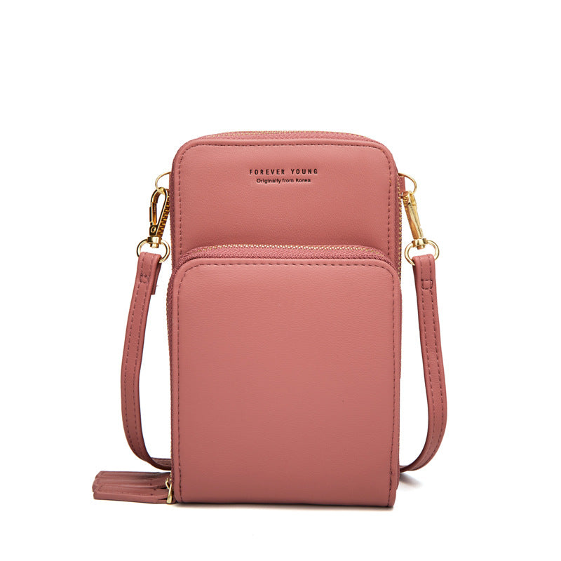 Korean fashion large-capacity olid color multi-function mobile phone bag female Messenger 2019