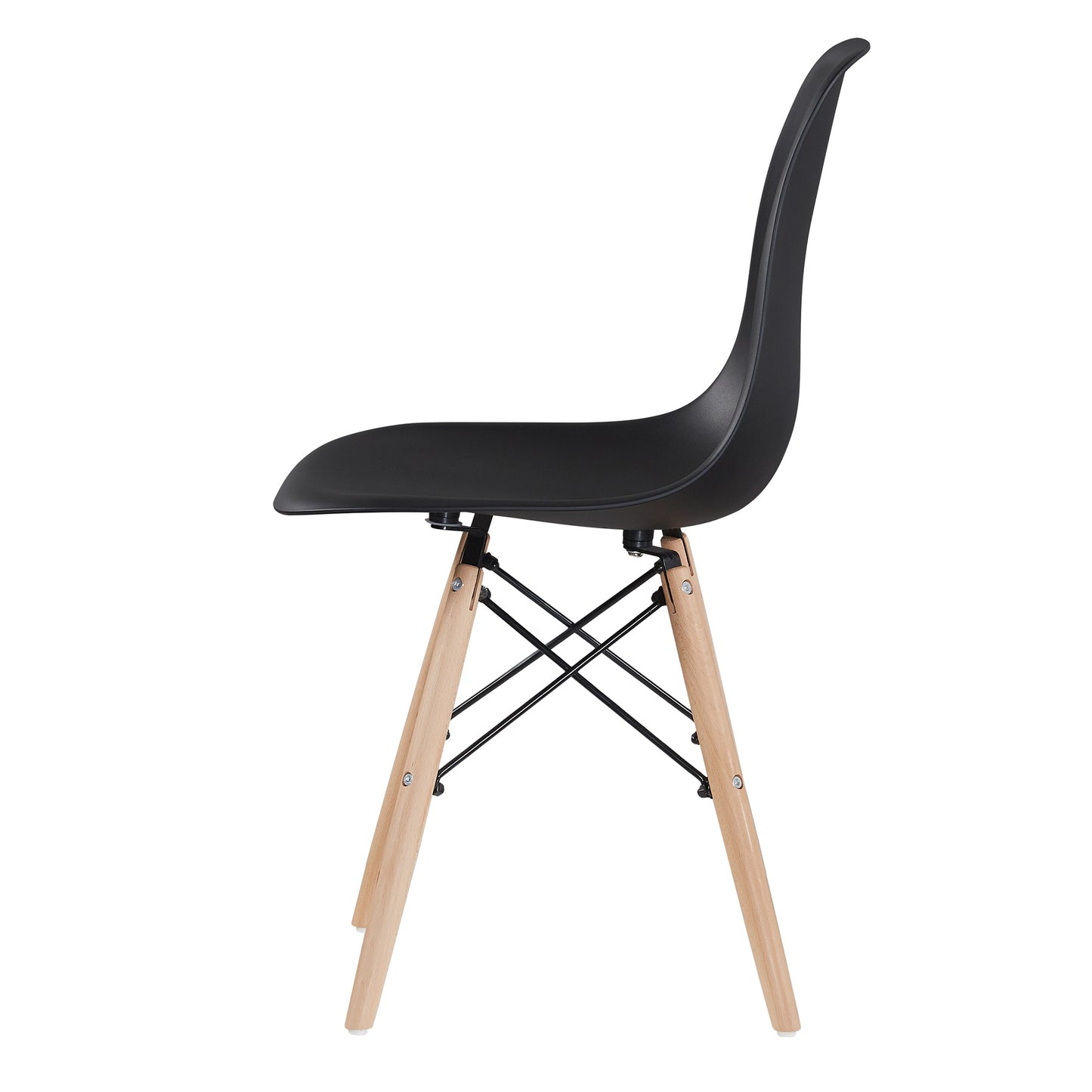 Black simple fashion leisure plastic chair environmental protection PP material thickened seat surface solid wood leg dressing stool restaurant outdoor cafe chair set of 1