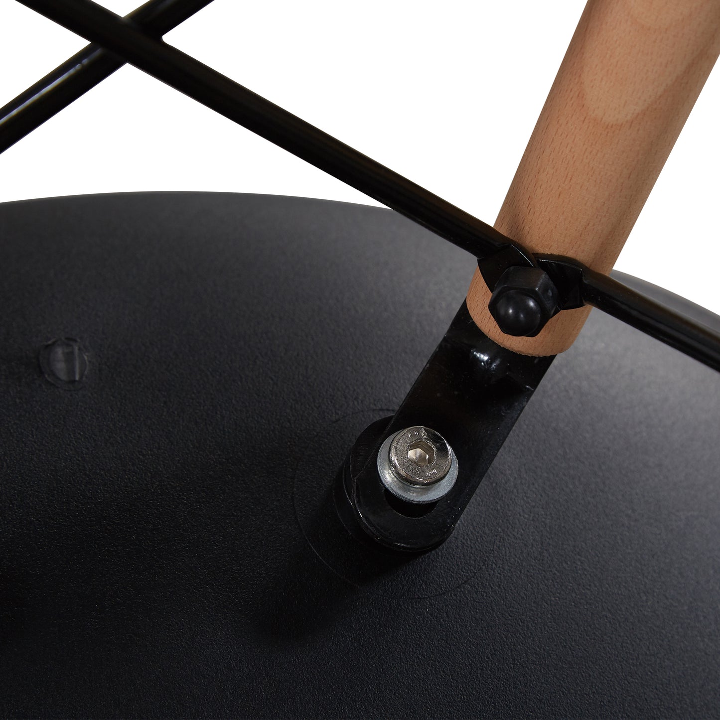 Black simple fashion leisure plastic chair environmental protection PP material thickened seat surface solid wood leg dressing stool restaurant outdoor cafe chair set of 1