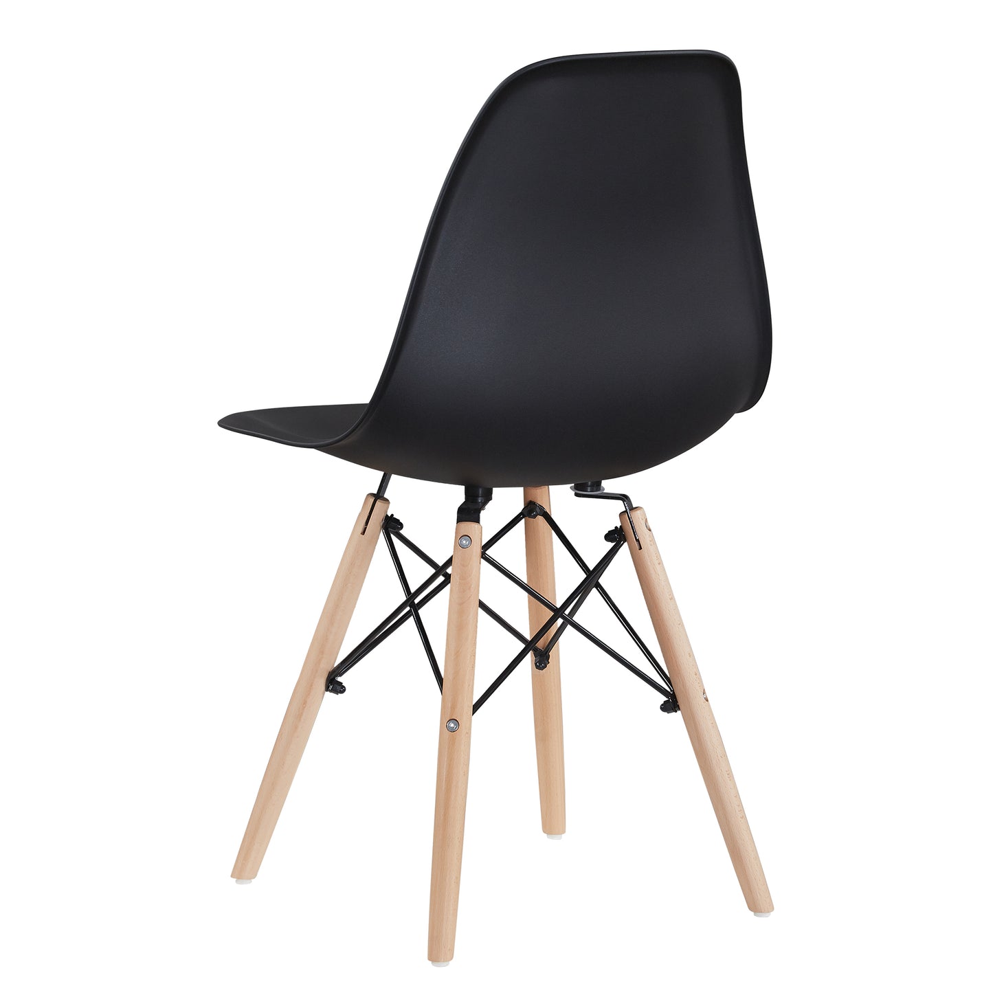 Black simple fashion leisure plastic chair environmental protection PP material thickened seat surface solid wood leg dressing stool restaurant outdoor cafe chair set of 1