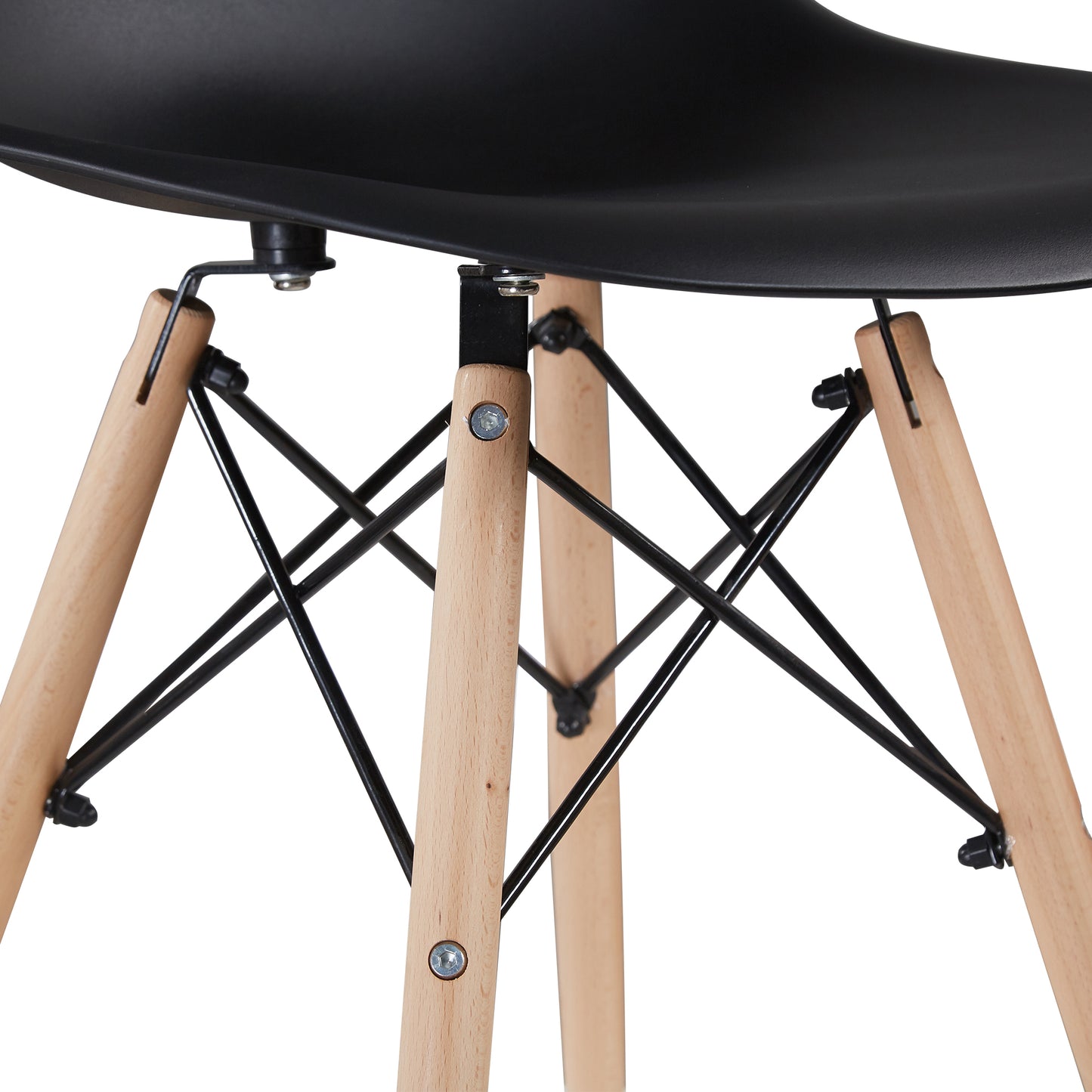 Black simple fashion leisure plastic chair environmental protection PP material thickened seat surface solid wood leg dressing stool restaurant outdoor cafe chair set of 1