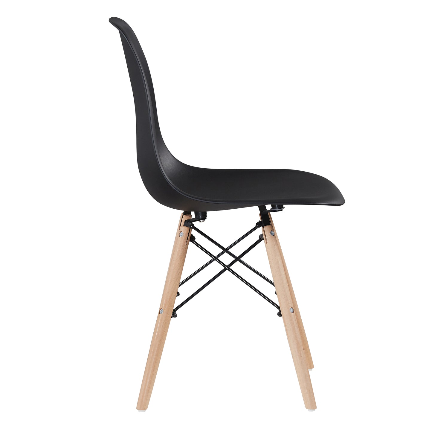 Black simple fashion leisure plastic chair environmental protection PP material thickened seat surface solid wood leg dressing stool restaurant outdoor cafe chair set of 1