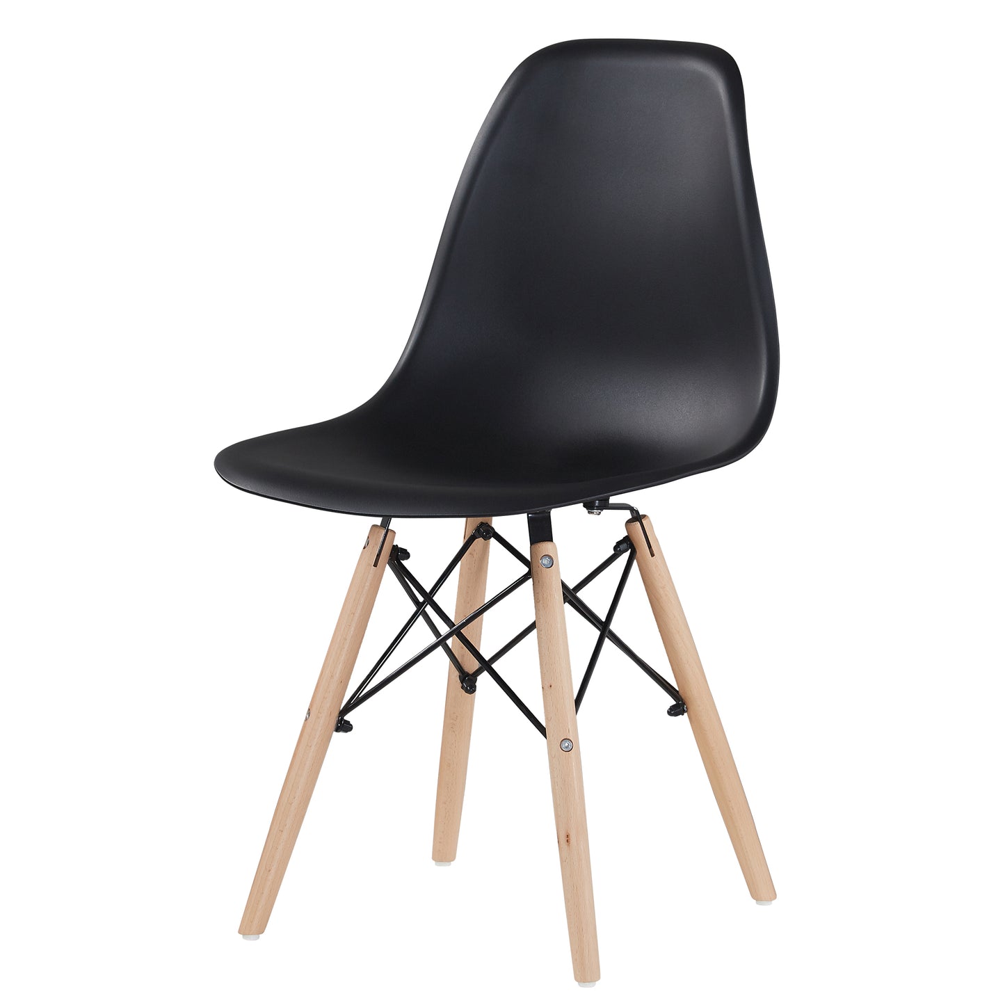 Black simple fashion leisure plastic chair environmental protection PP material thickened seat surface solid wood leg dressing stool restaurant outdoor cafe chair set of 1