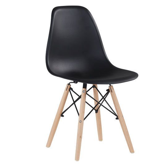 Black simple fashion leisure plastic chair environmental protection PP material thickened seat surface solid wood leg dressing stool restaurant outdoor cafe chair set of 1