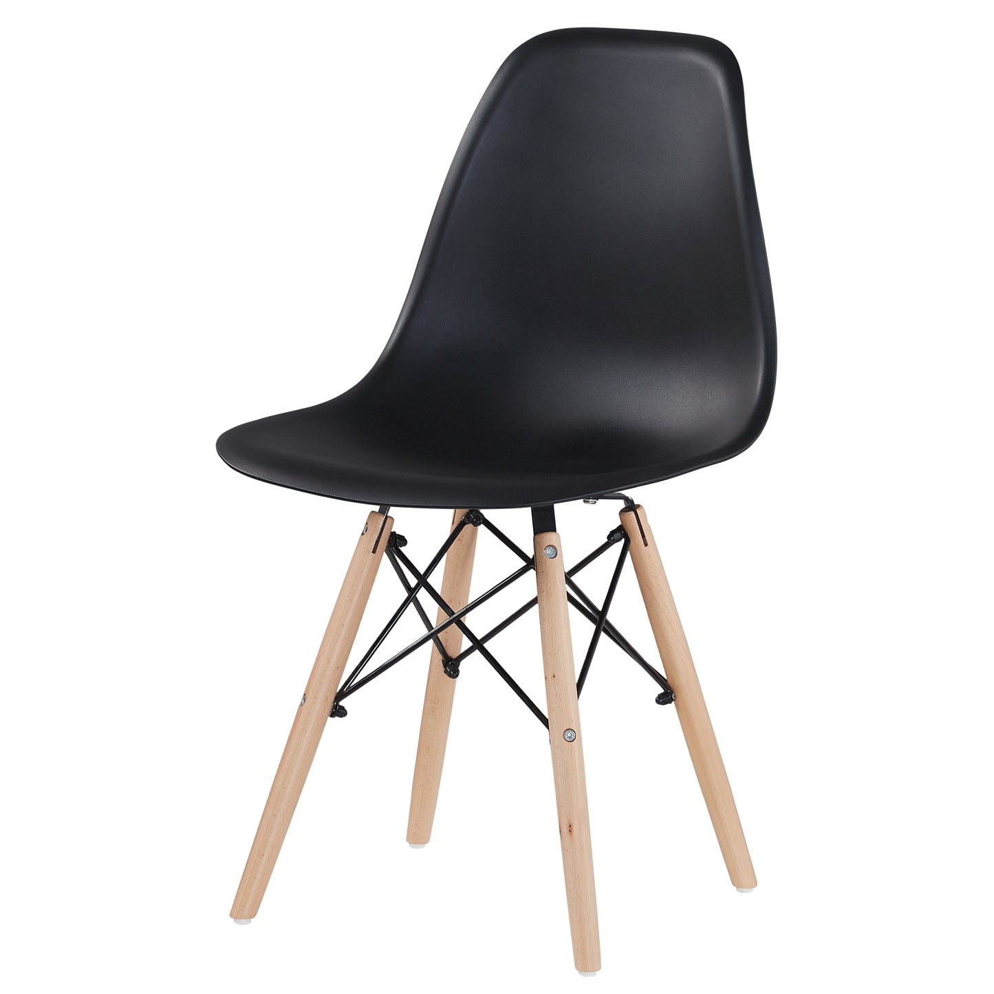 Black simple fashion leisure plastic chair environmental protection PP material thickened seat surface solid wood leg dressing stool restaurant outdoor cafe chair set of 1