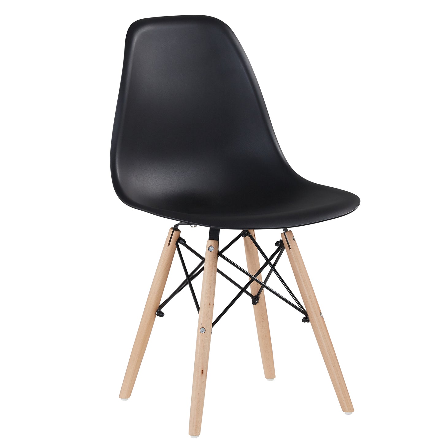 Black simple fashion leisure plastic chair environmental protection PP material thickened seat surface solid wood leg dressing stool restaurant outdoor cafe chair set of 1