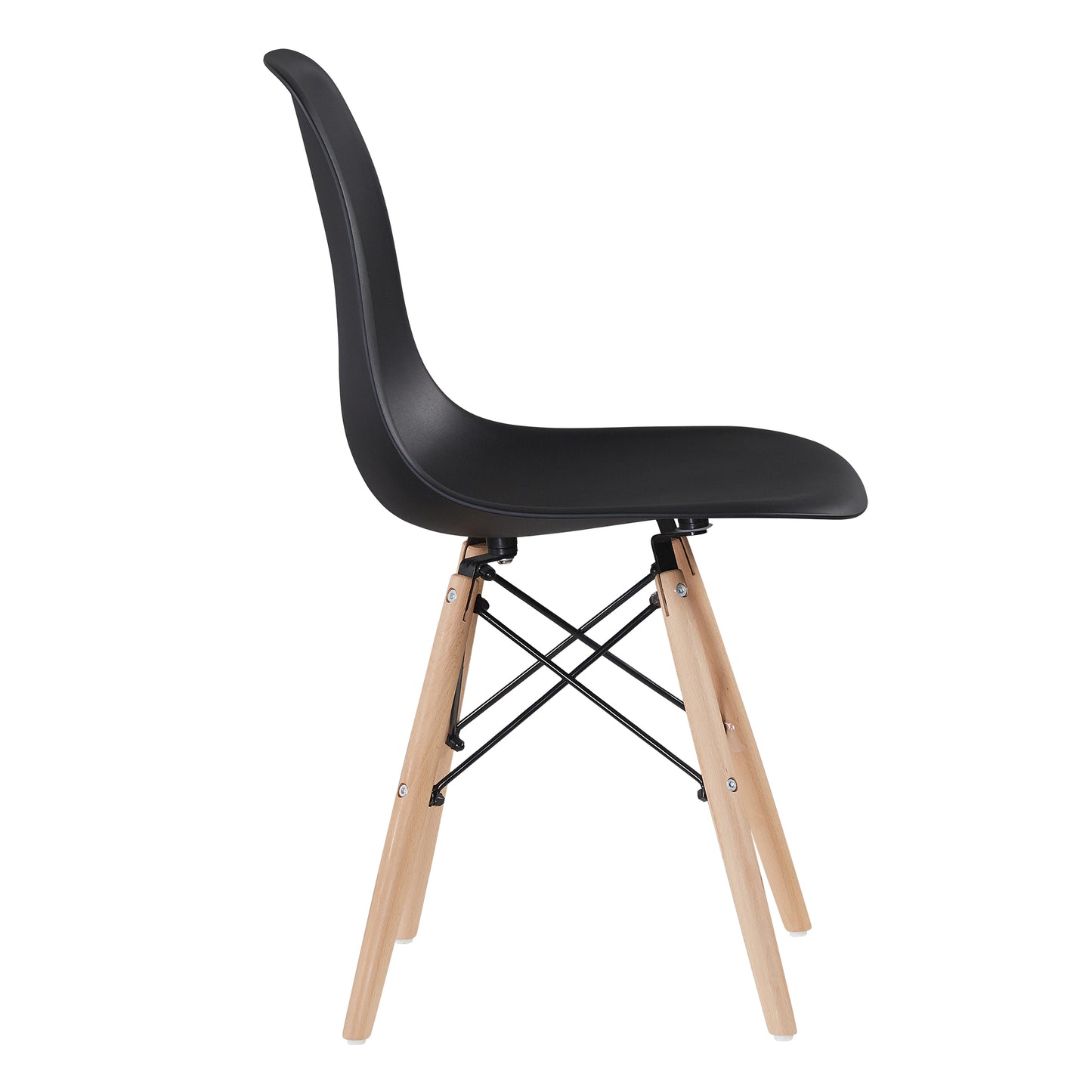 Black simple fashion leisure plastic chair environmental protection PP material thickened seat surface solid wood leg dressing stool restaurant outdoor cafe chair set of 1