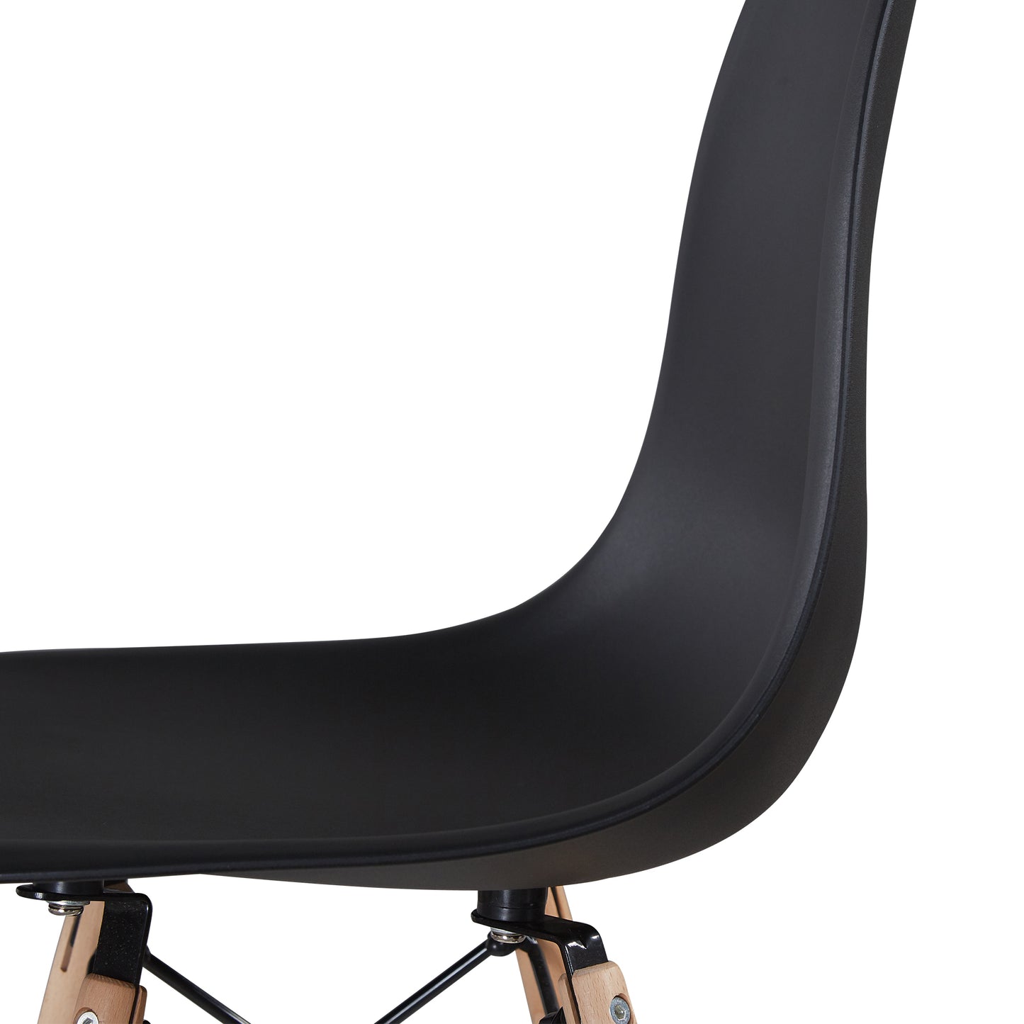 Black simple fashion leisure plastic chair environmental protection PP material thickened seat surface solid wood leg dressing stool restaurant outdoor cafe chair set of 1