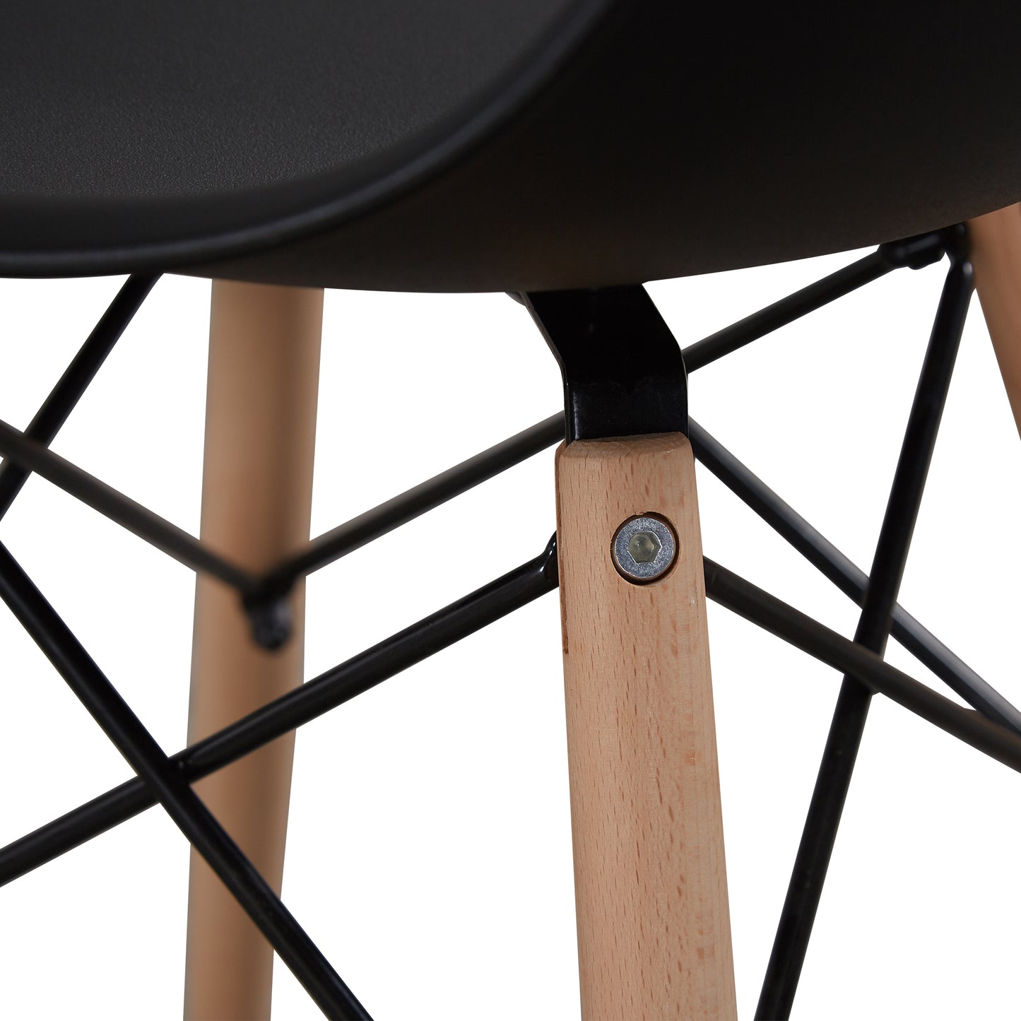 Black simple fashion leisure plastic chair environmental protection PP material thickened seat surface solid wood leg dressing stool restaurant outdoor cafe chair set of 1
