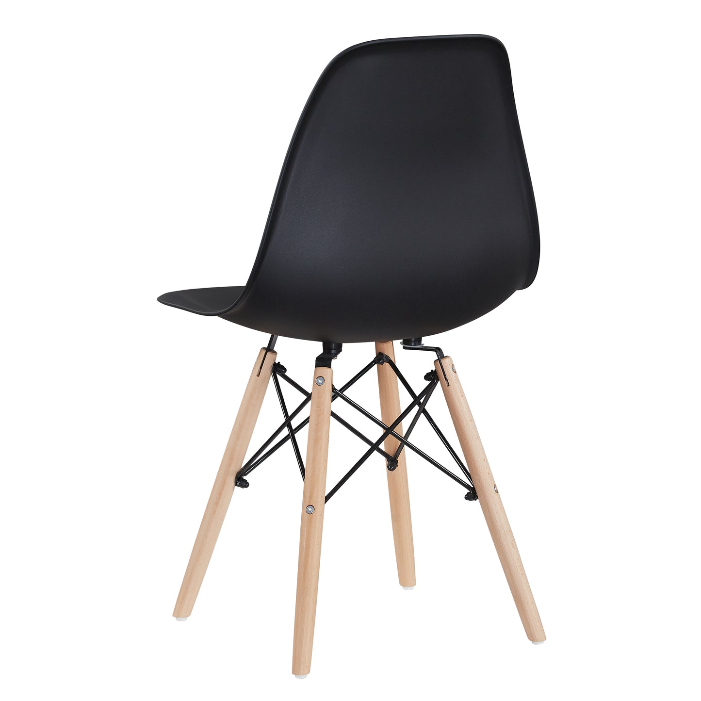 Black simple fashion leisure plastic chair environmental protection PP material thickened seat surface solid wood leg dressing stool restaurant outdoor cafe chair set of 1