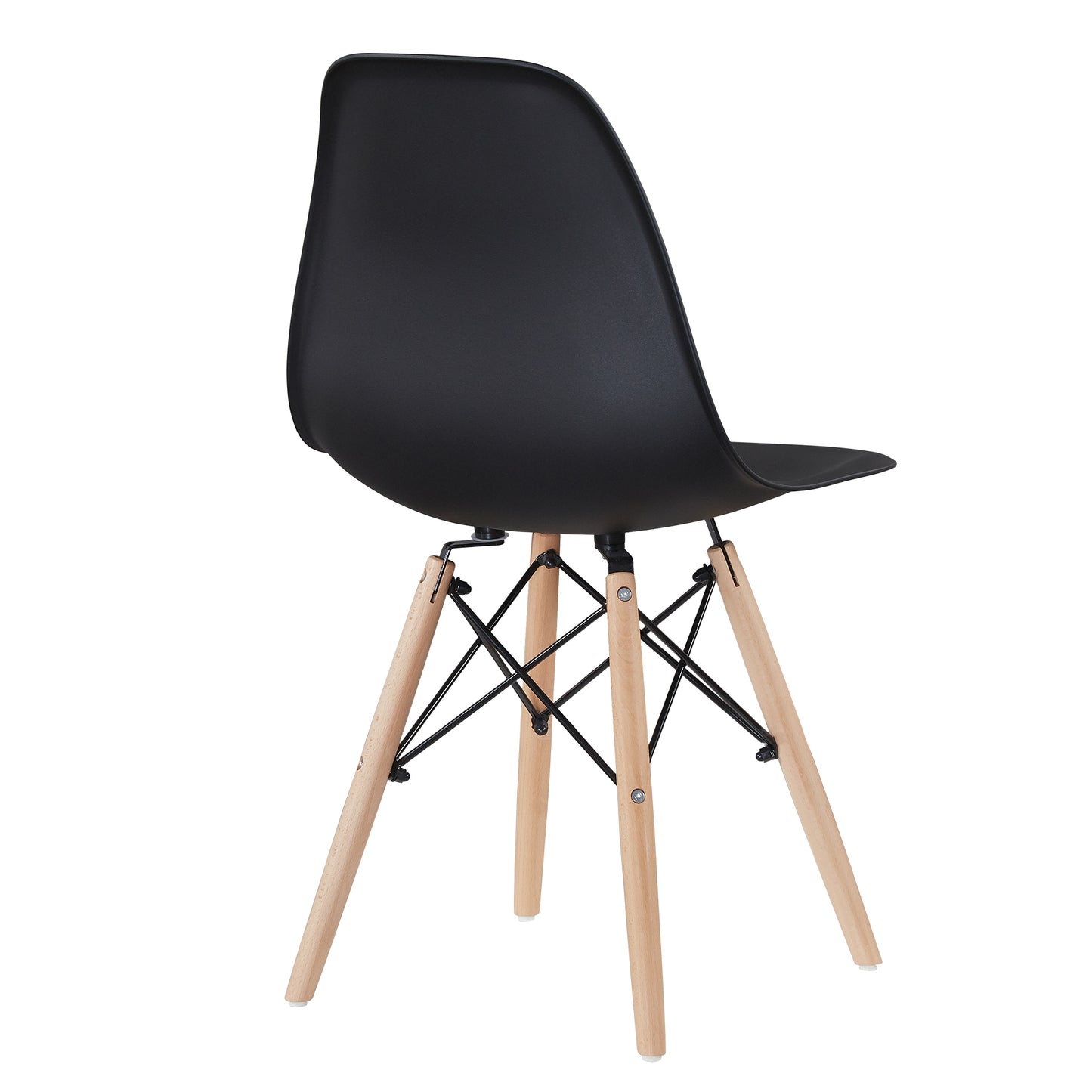 Black simple fashion leisure plastic chair environmental protection PP material thickened seat surface solid wood leg dressing stool restaurant outdoor cafe chair set of 1