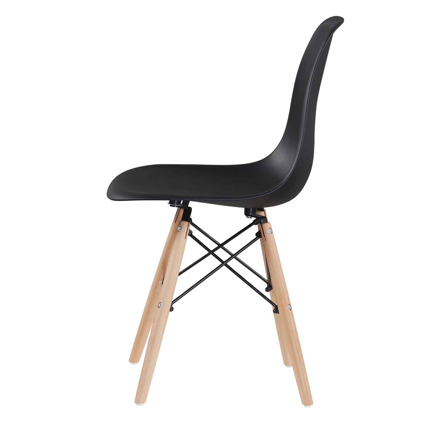Black simple fashion leisure plastic chair environmental protection PP material thickened seat surface solid wood leg dressing stool restaurant outdoor cafe chair set of 1