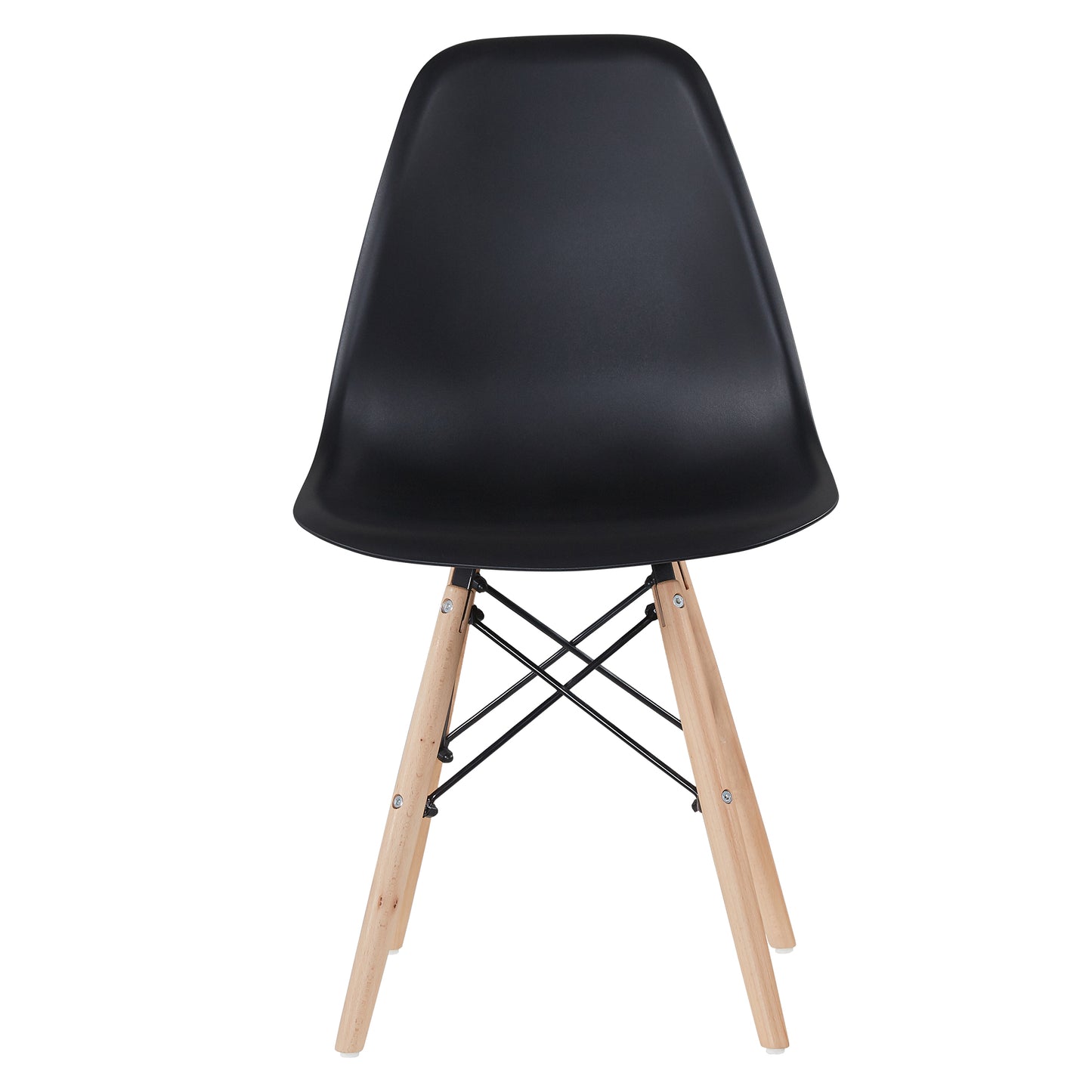 Black simple fashion leisure plastic chair environmental protection PP material thickened seat surface solid wood leg dressing stool restaurant outdoor cafe chair set of 1