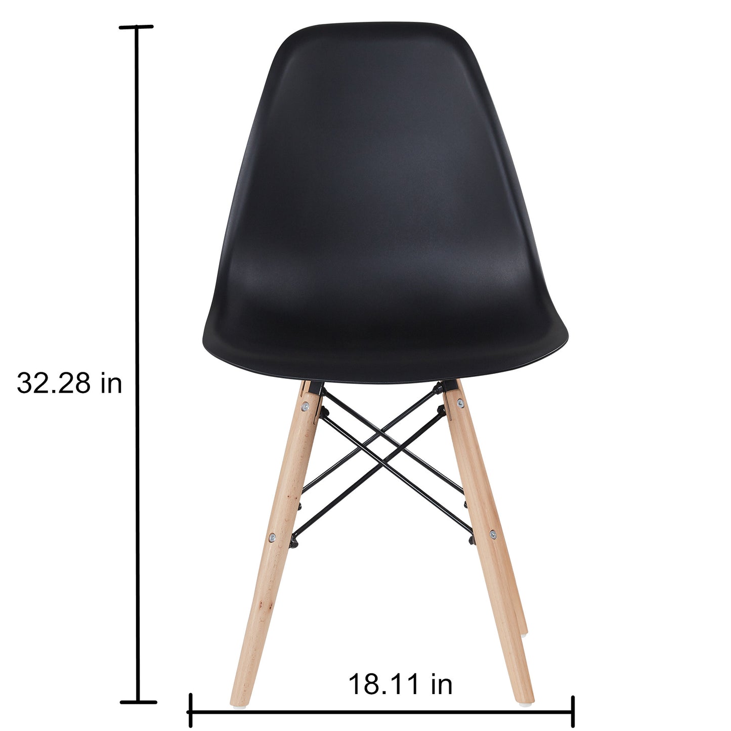 Black simple fashion leisure plastic chair environmental protection PP material thickened seat surface solid wood leg dressing stool restaurant outdoor cafe chair set of 1