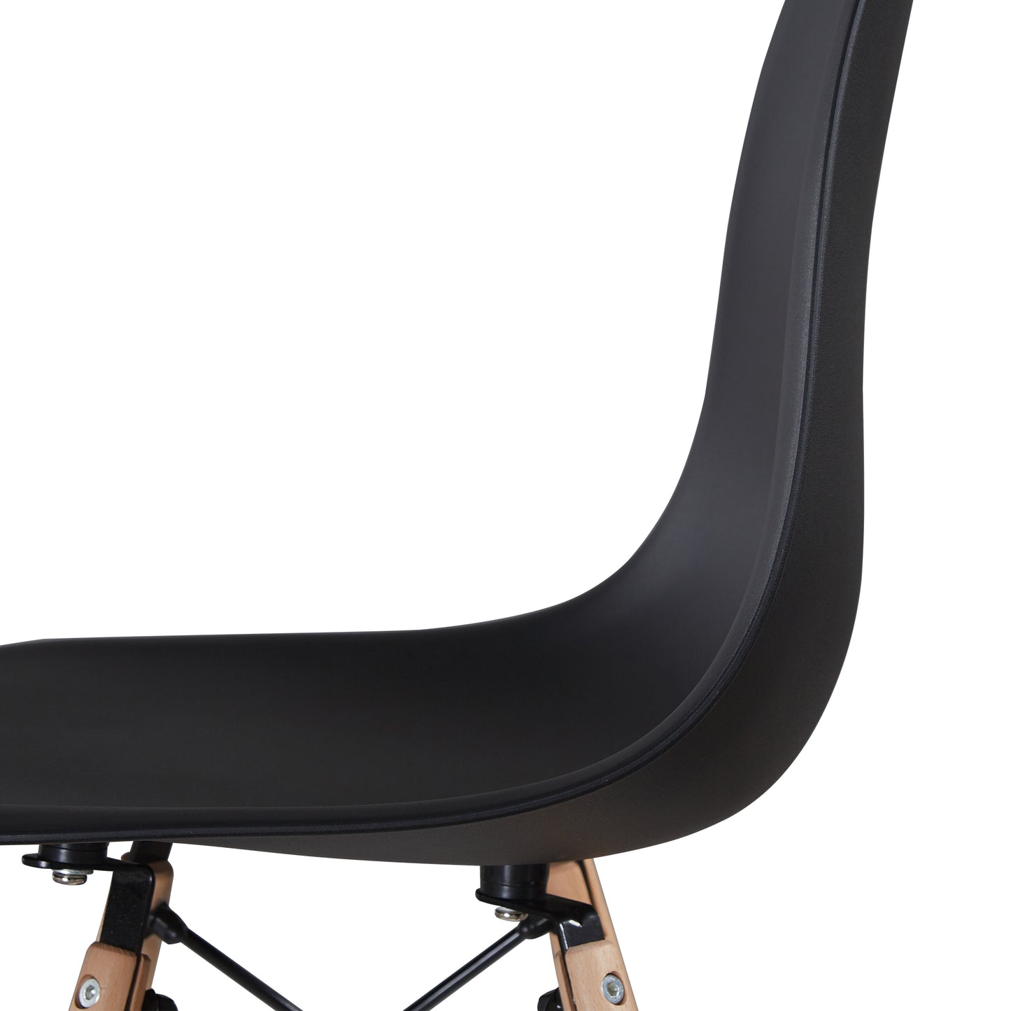 Black simple fashion leisure plastic chair environmental protection PP material thickened seat surface solid wood leg dressing stool restaurant outdoor cafe chair set of 1