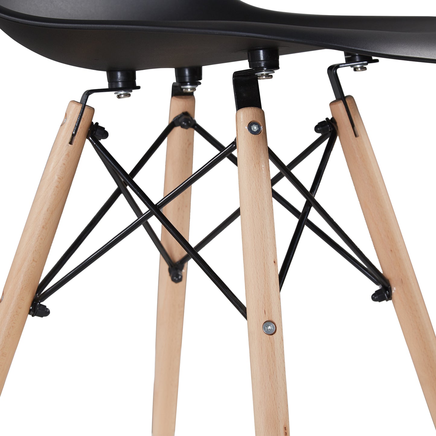 Black simple fashion leisure plastic chair environmental protection PP material thickened seat surface solid wood leg dressing stool restaurant outdoor cafe chair set of 1