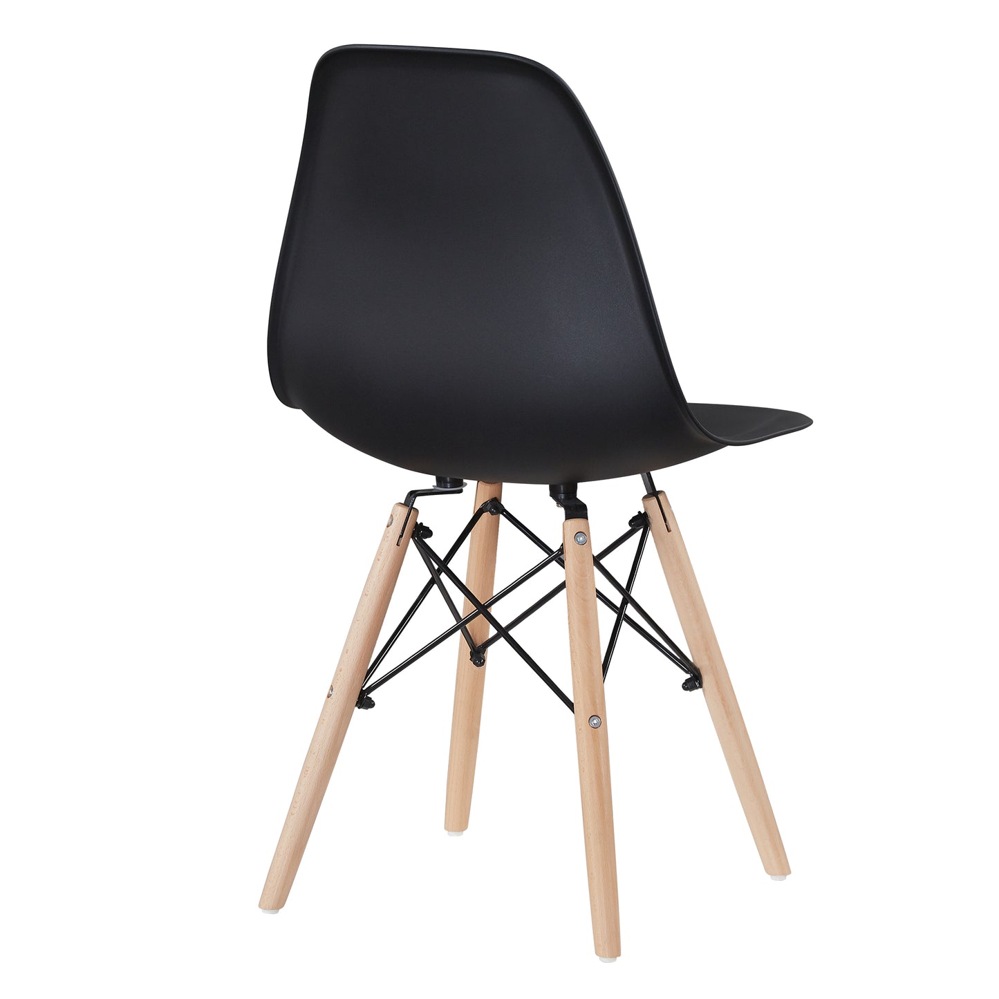 Black simple fashion leisure plastic chair environmental protection PP material thickened seat surface solid wood leg dressing stool restaurant outdoor cafe chair set of 1
