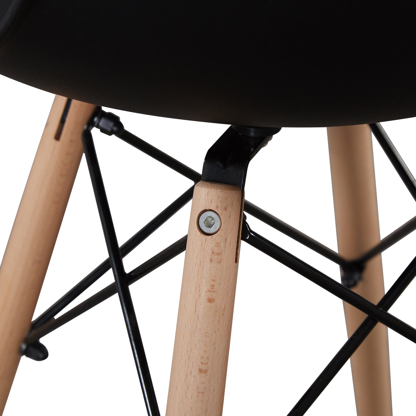 Black simple fashion leisure plastic chair environmental protection PP material thickened seat surface solid wood leg dressing stool restaurant outdoor cafe chair set of 1