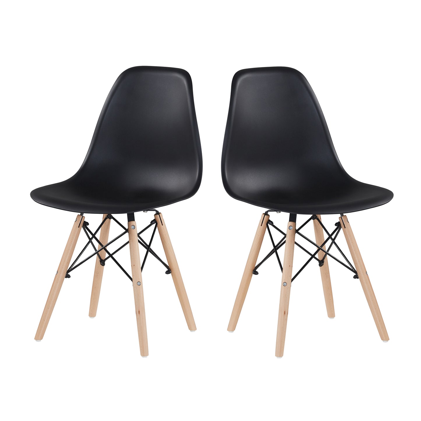 Black simple fashion leisure plastic chair environmental protection PP material thickened seat surface solid wood leg dressing stool restaurant outdoor cafe chair set of 1
