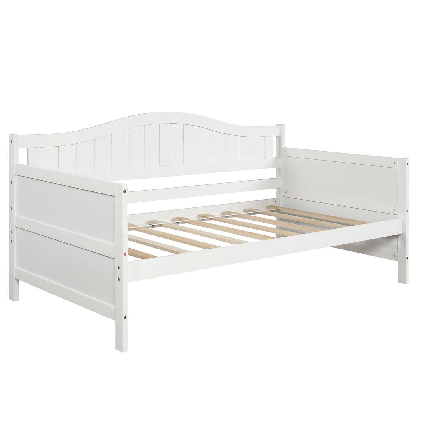 Twin Wooden Daybed with Trundle Bed,Sofa Bed for Bedroom Living Room,White