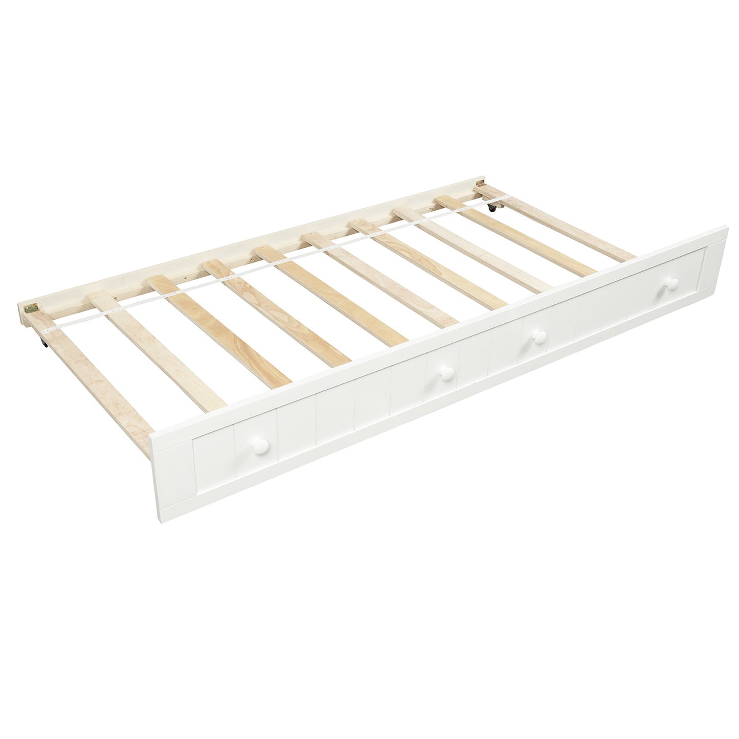 Twin Wooden Daybed with Trundle Bed,Sofa Bed for Bedroom Living Room,White