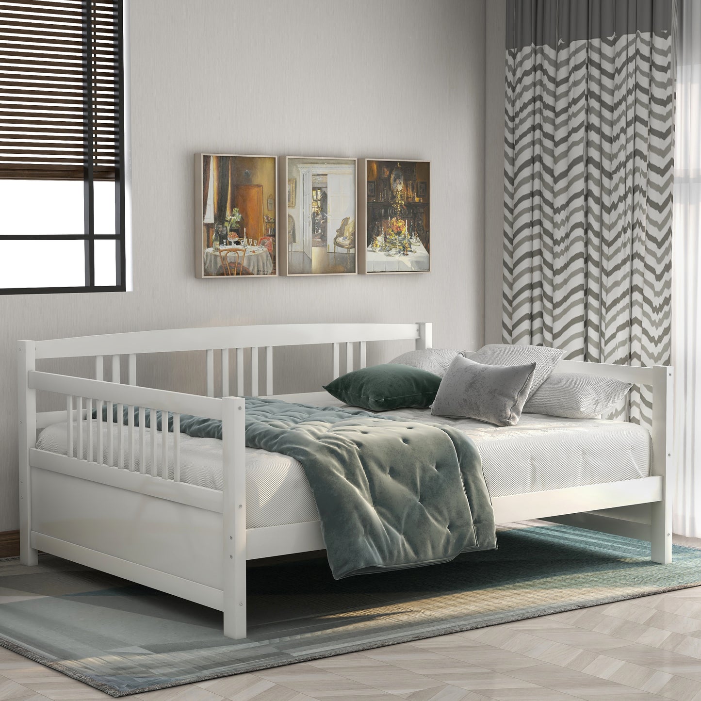 Wood Daybed Full Size Daybed with Support Legs, White (Previous SKU: WF190235AAK)