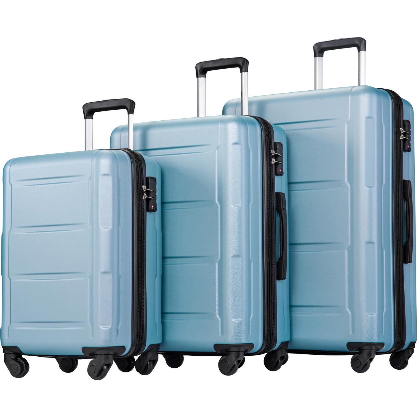 Expanable Spinner Wheel 3 Piece Luggage Set ABS Lightweight Suitcase with TSA Lock