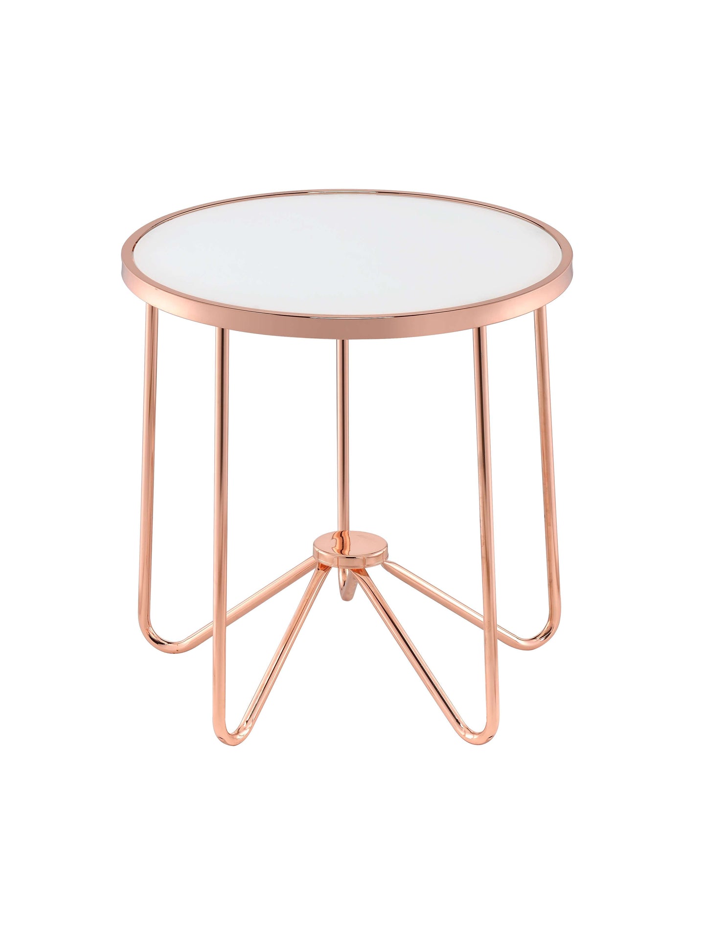 Alivia End Table in Rose Gold & Frosted Glass 81837