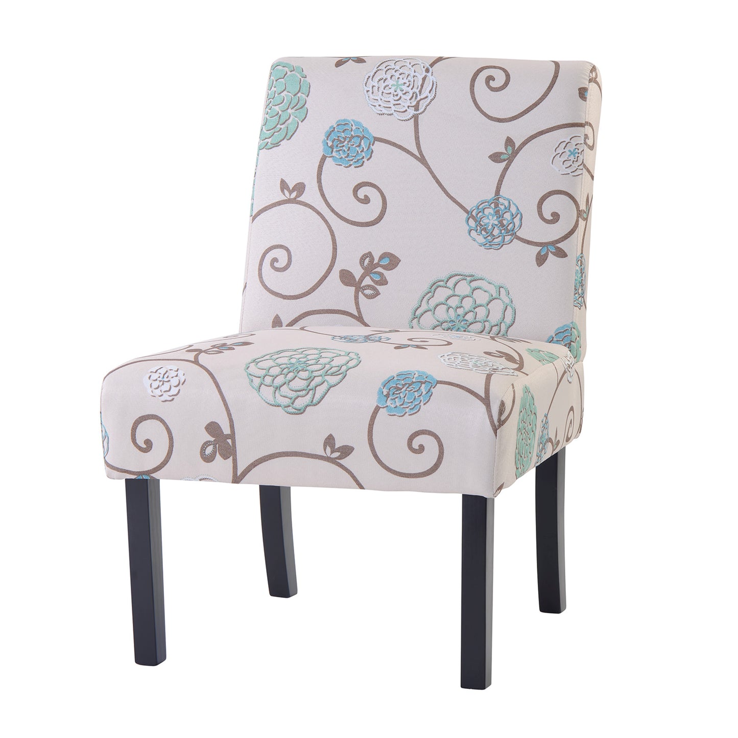 Upholstered Accent Armless Living Room Chair Set of 2 (Beige/Floral)