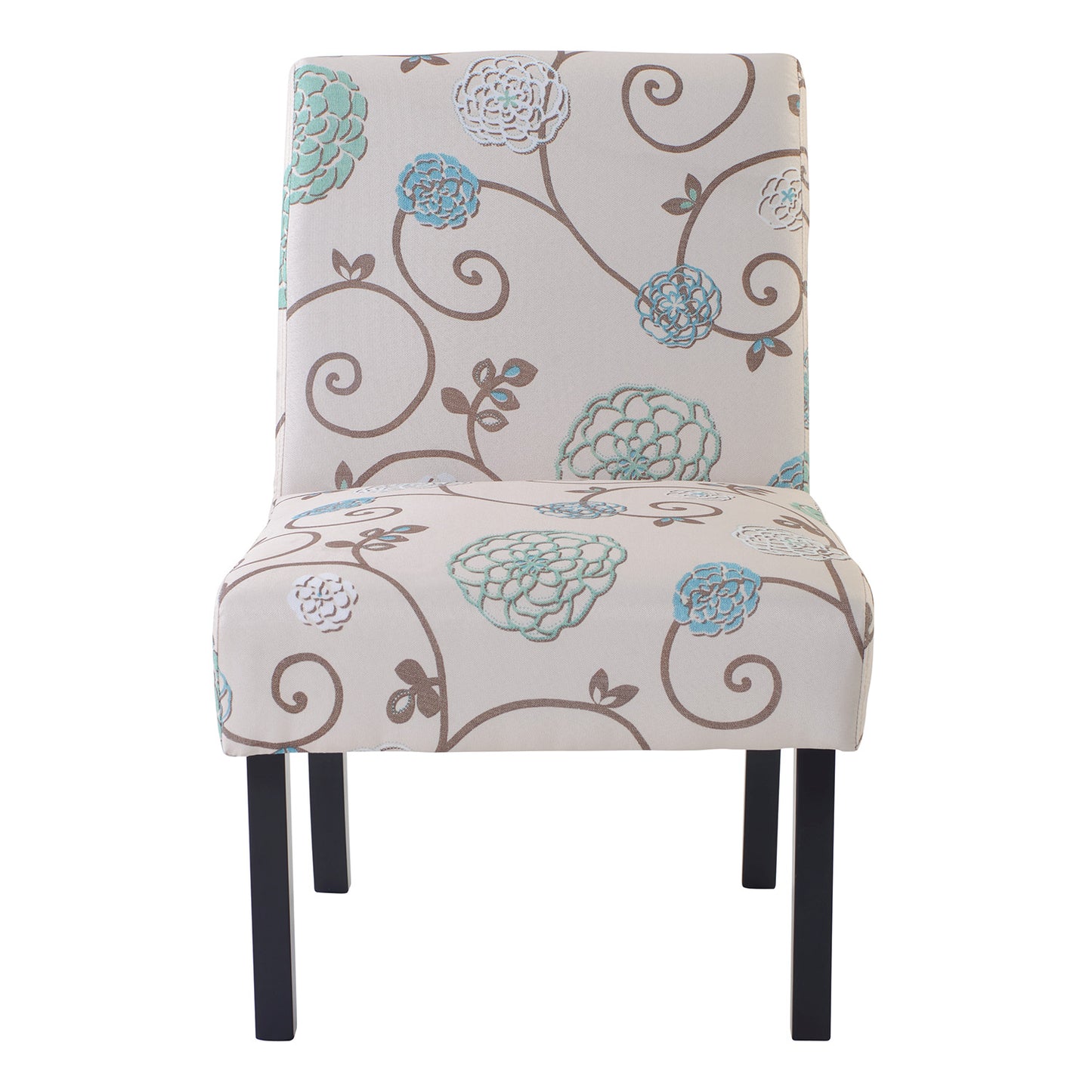 Upholstered Accent Armless Living Room Chair Set of 2 (Beige/Floral)