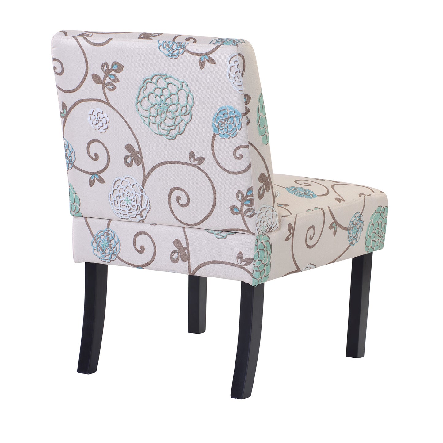 Upholstered Accent Armless Living Room Chair Set of 2 (Beige/Floral)