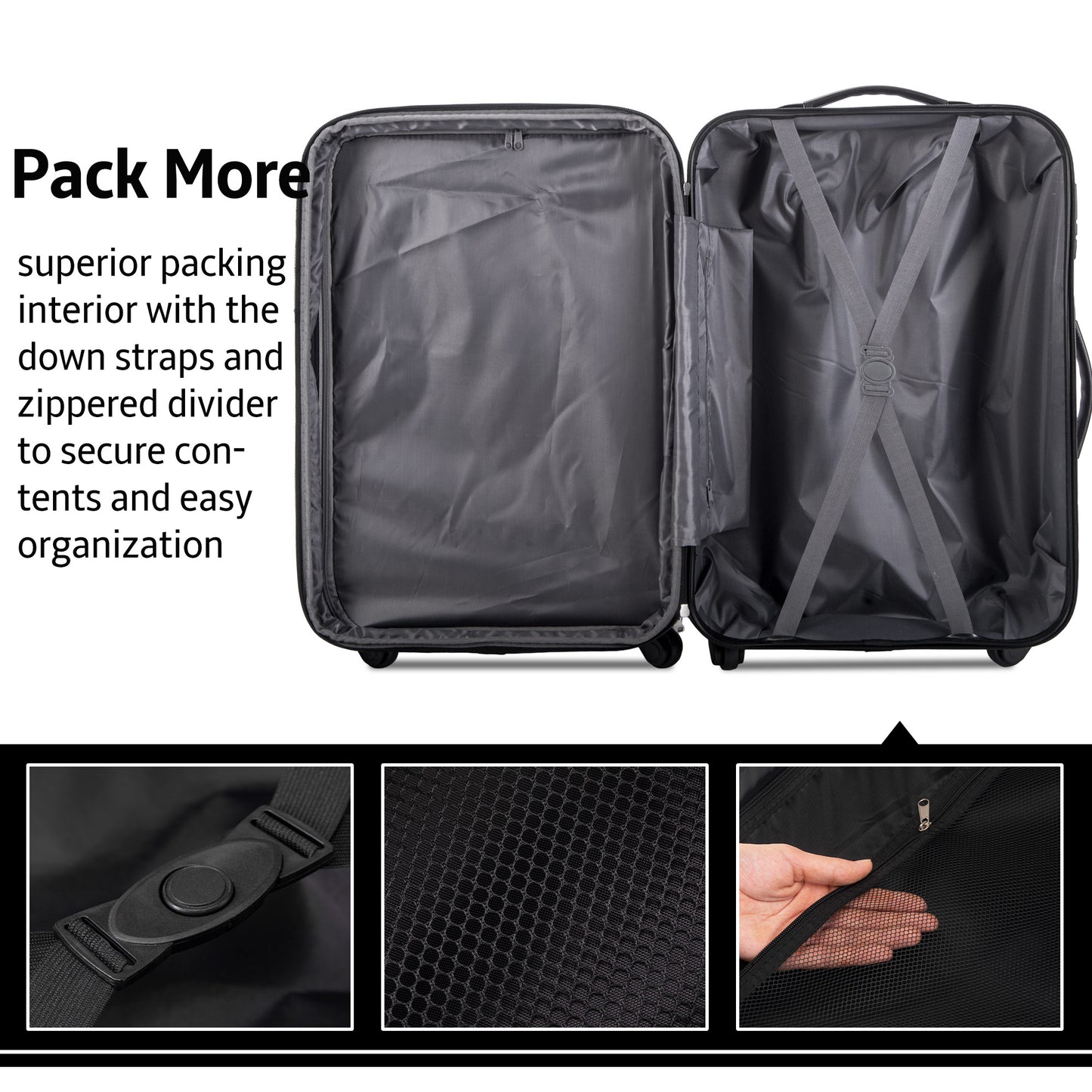 3 Piece Luggage Set Hardside Spinner Suitcase with TSA Lock 20& 24' 28& Available