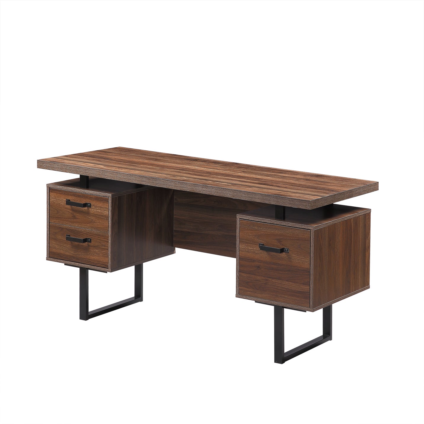 Home Office Computer Desk with drawers/hanging letter-size files/59 inch Writing Study Table with Drawers