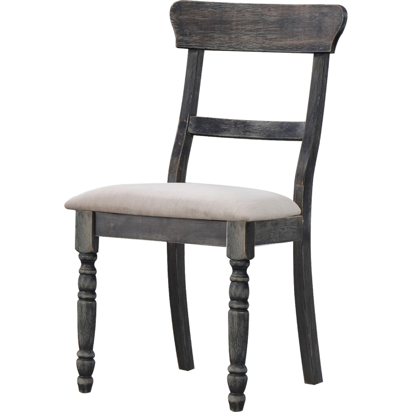 Leventis Side Chair (Set-2) in Light Brown Linen & Weathered Gray 74642