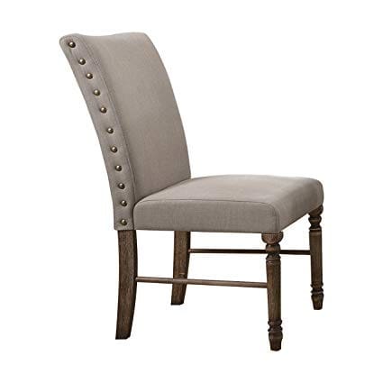 Leventis Side Chair (Set-2) in Cream Linen & Weathered Oak 74657