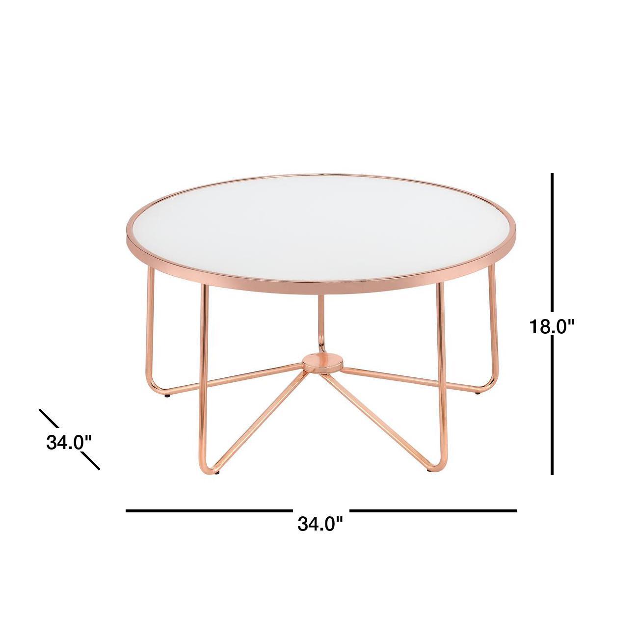 Alivia Coffee Table in Rose Gold & Frosted Glass 81835