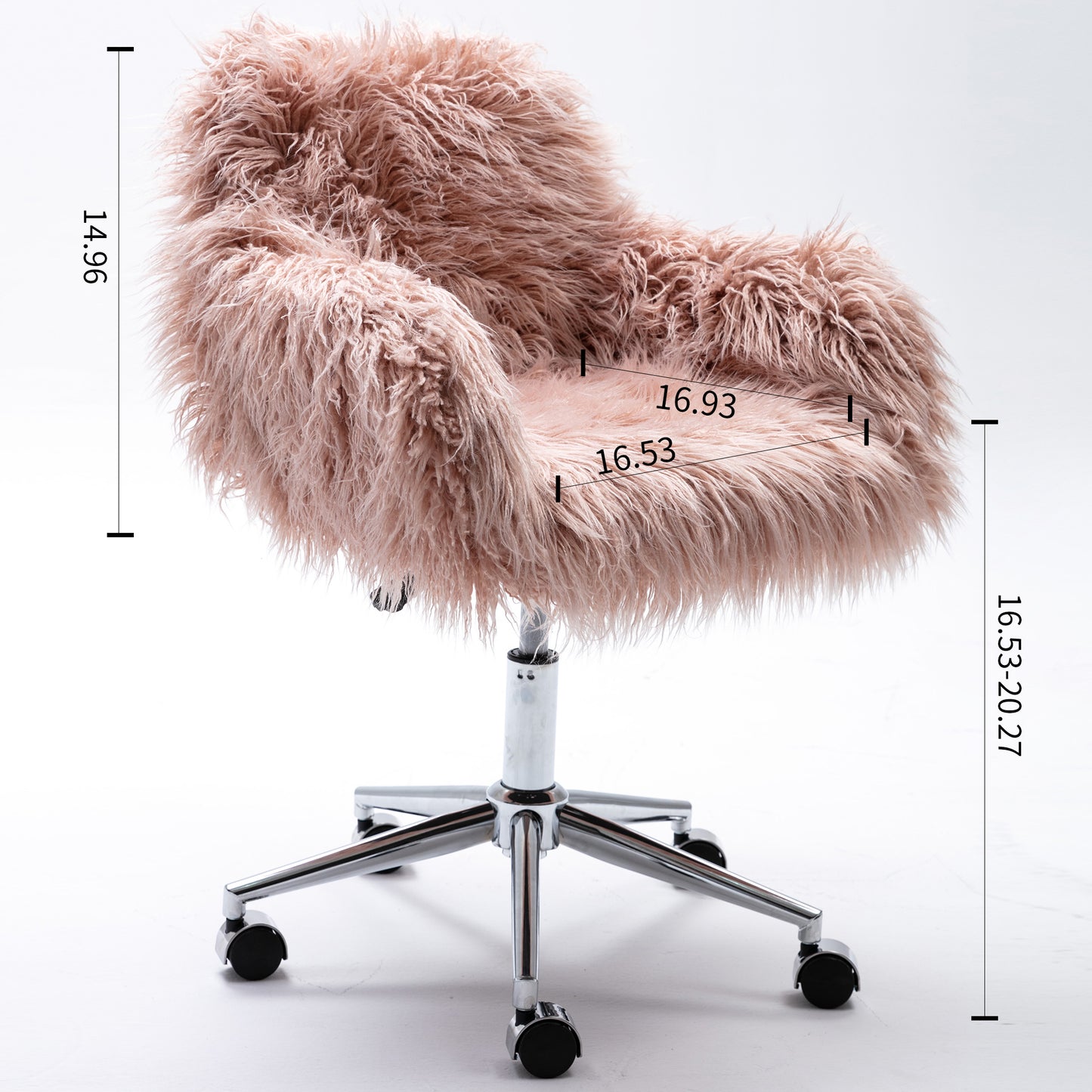 HengMing Modern Faux fur home  office chair, fluffy chair for girls, makeup vanity Chair