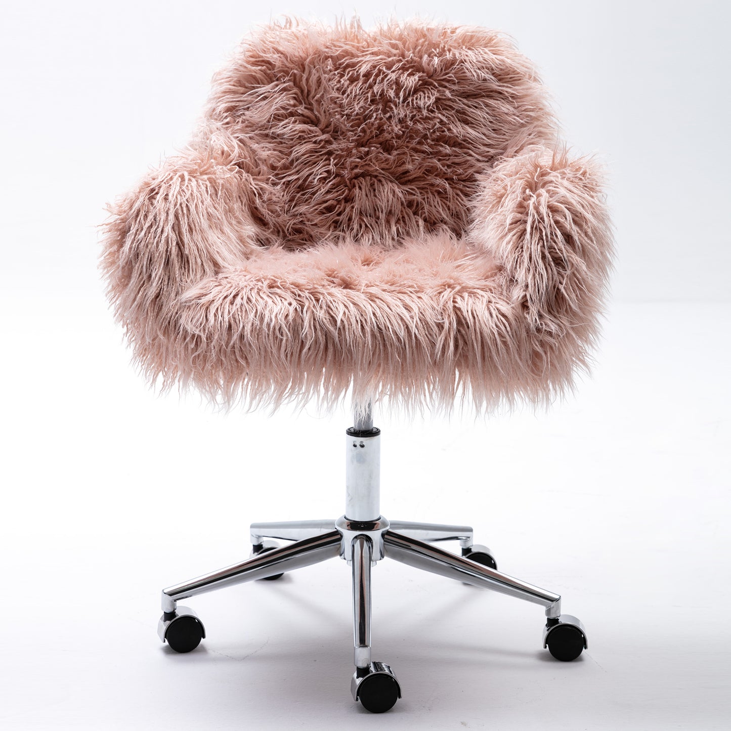 HengMing Modern Faux fur home  office chair, fluffy chair for girls, makeup vanity Chair