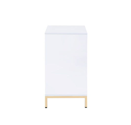 Ottey Cabinet in White High Gloss & Gold 92543