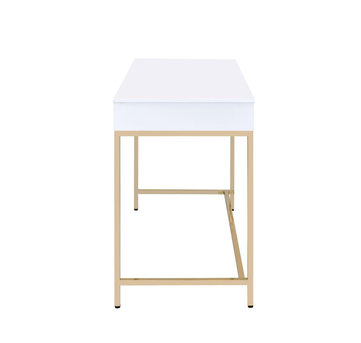 Ottey Desk in White High Gloss  Gold 92540