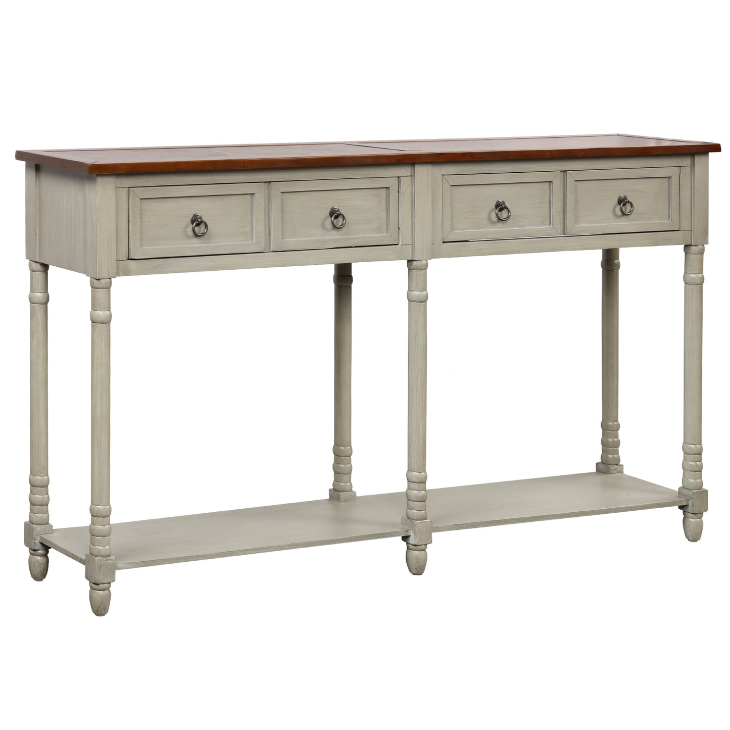 Console Table Sofa Table with Storage for Entryway with Drawers and Shelf (Antique Grey)