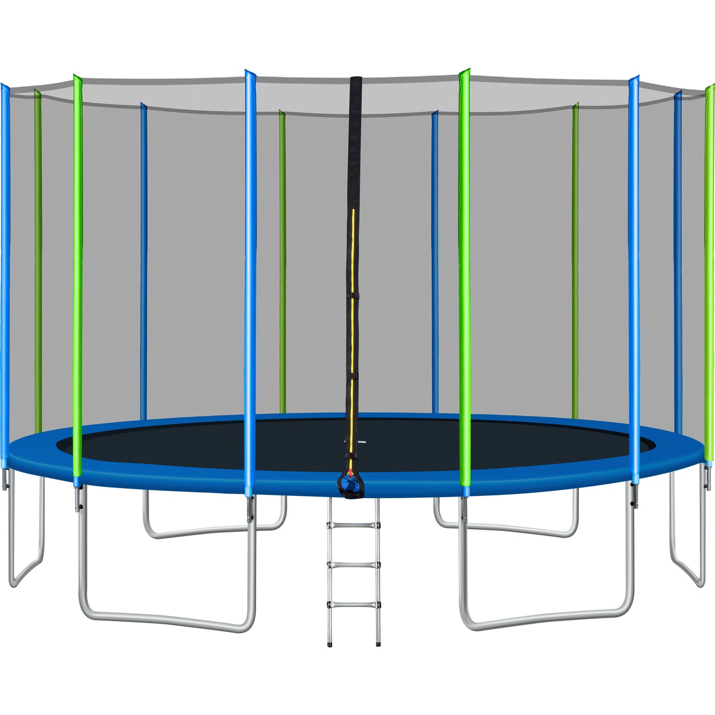 16FT Trampoline for Kids with Safety Enclosure Net, Ladder and 12 Wind Stakes, Round Outdoor Recreational Trampoline