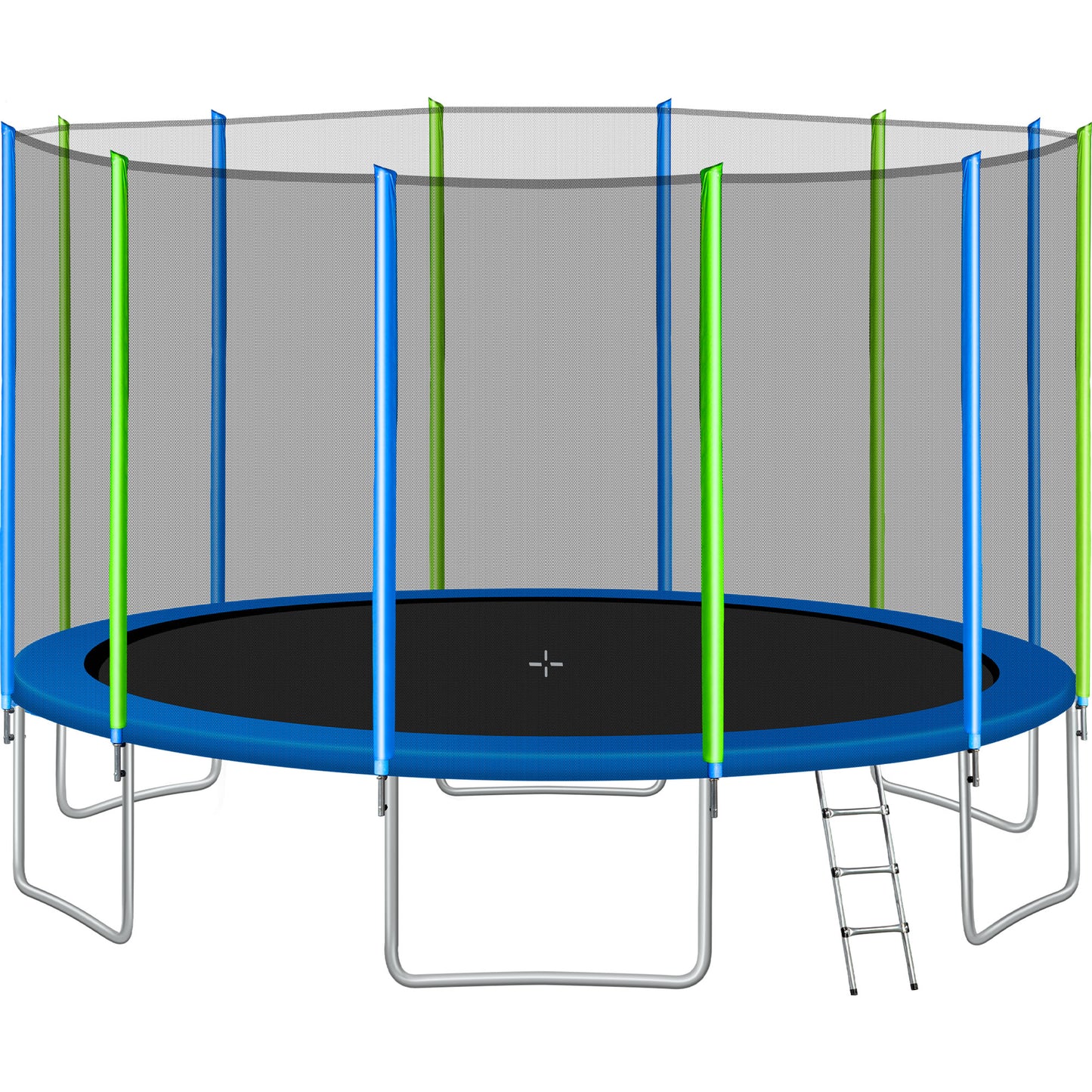 16FT Trampoline for Kids with Safety Enclosure Net, Ladder and 12 Wind Stakes, Round Outdoor Recreational Trampoline