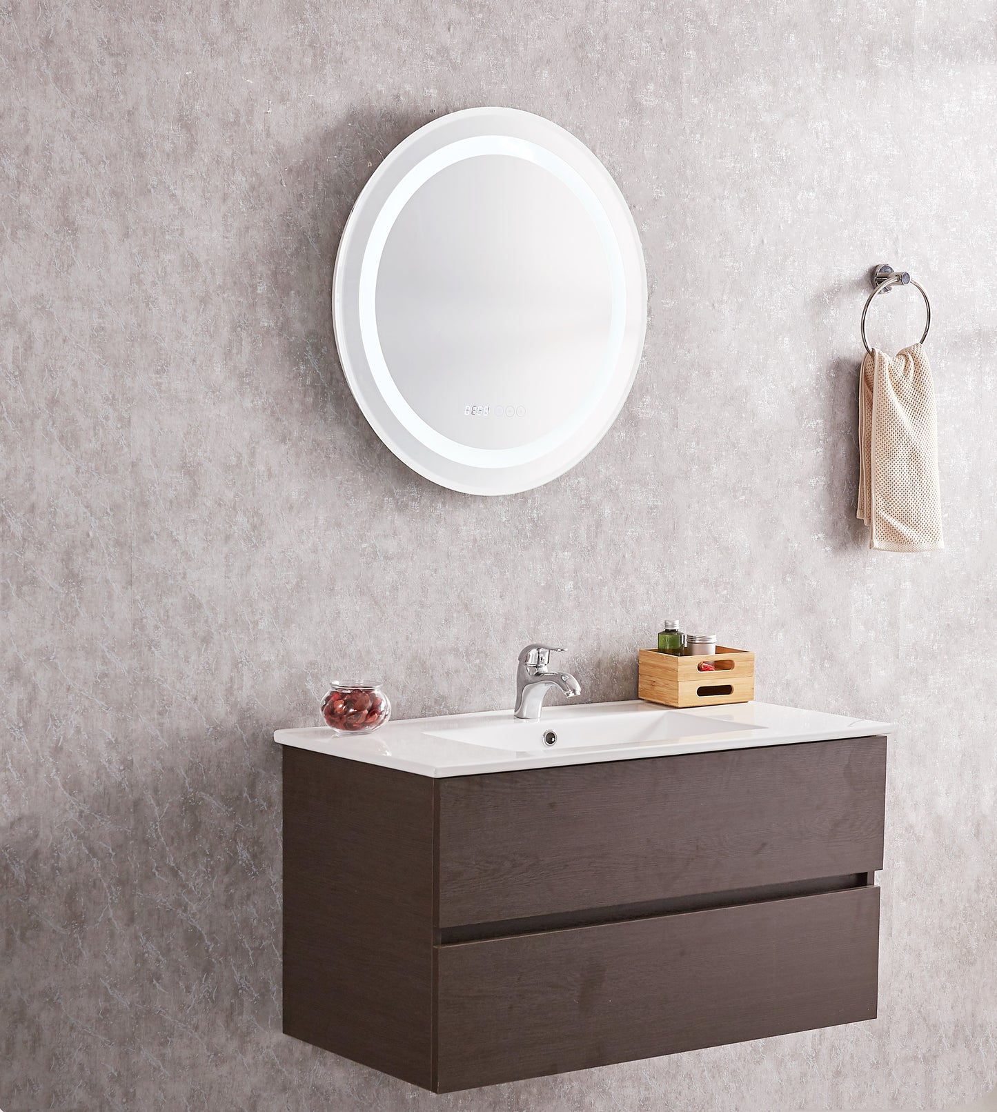 Acrylic Led mirror 24*24 Inches smart Anti fog Touch switch LED Bathroom Mirror 3 level Brightness Adjustment