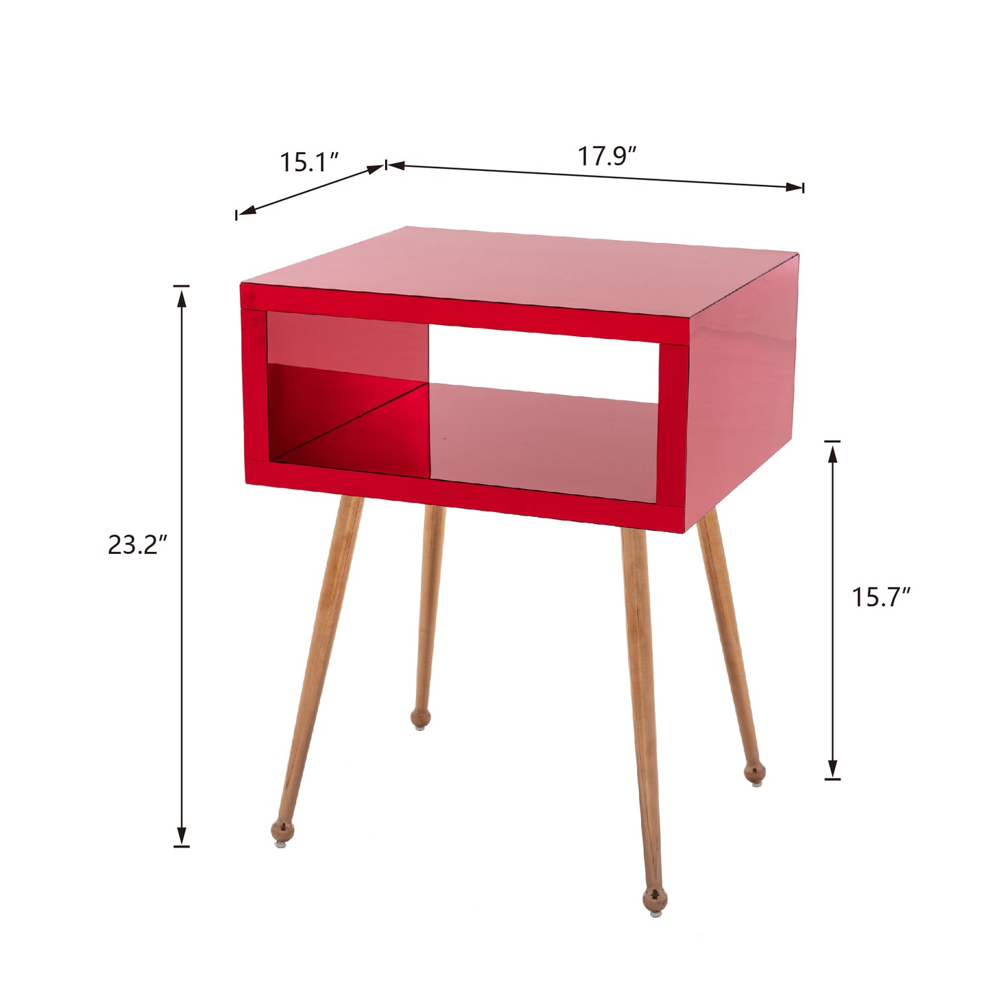 MIRROR END TABLE  MIRROR NIGHTSTAND   ENDSIDE TABLE  (Wire  Red)