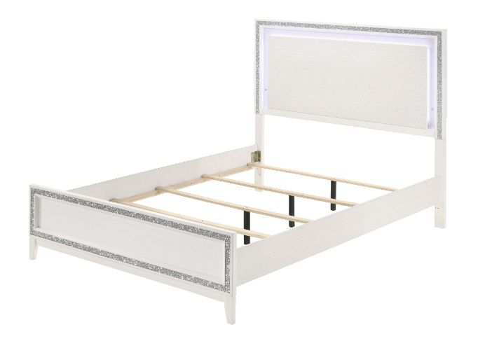 Haiden Eastern King Bed, LED & White Finish 28447EK