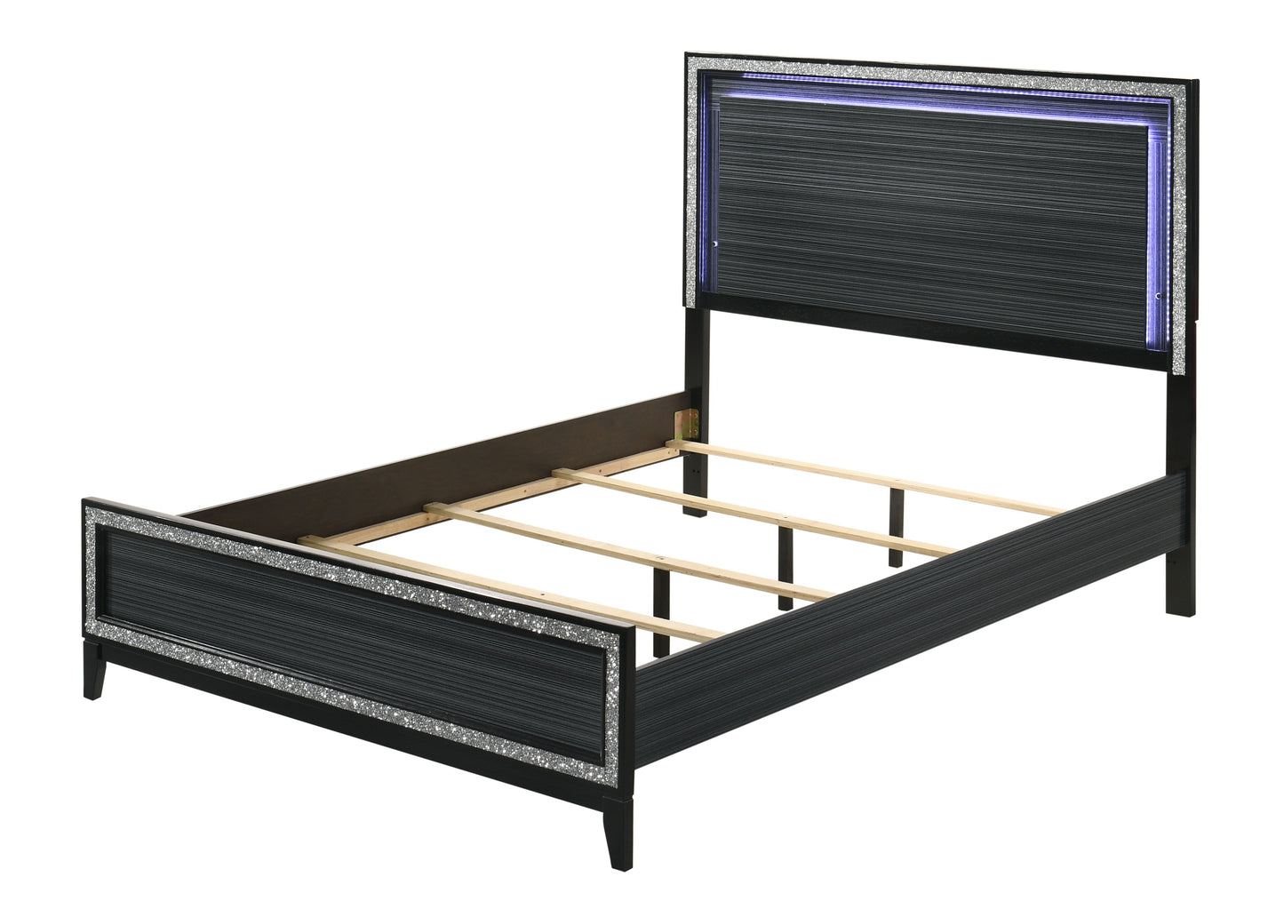 Haiden Queen Bed, LED & Weathered Black Finish 28430Q