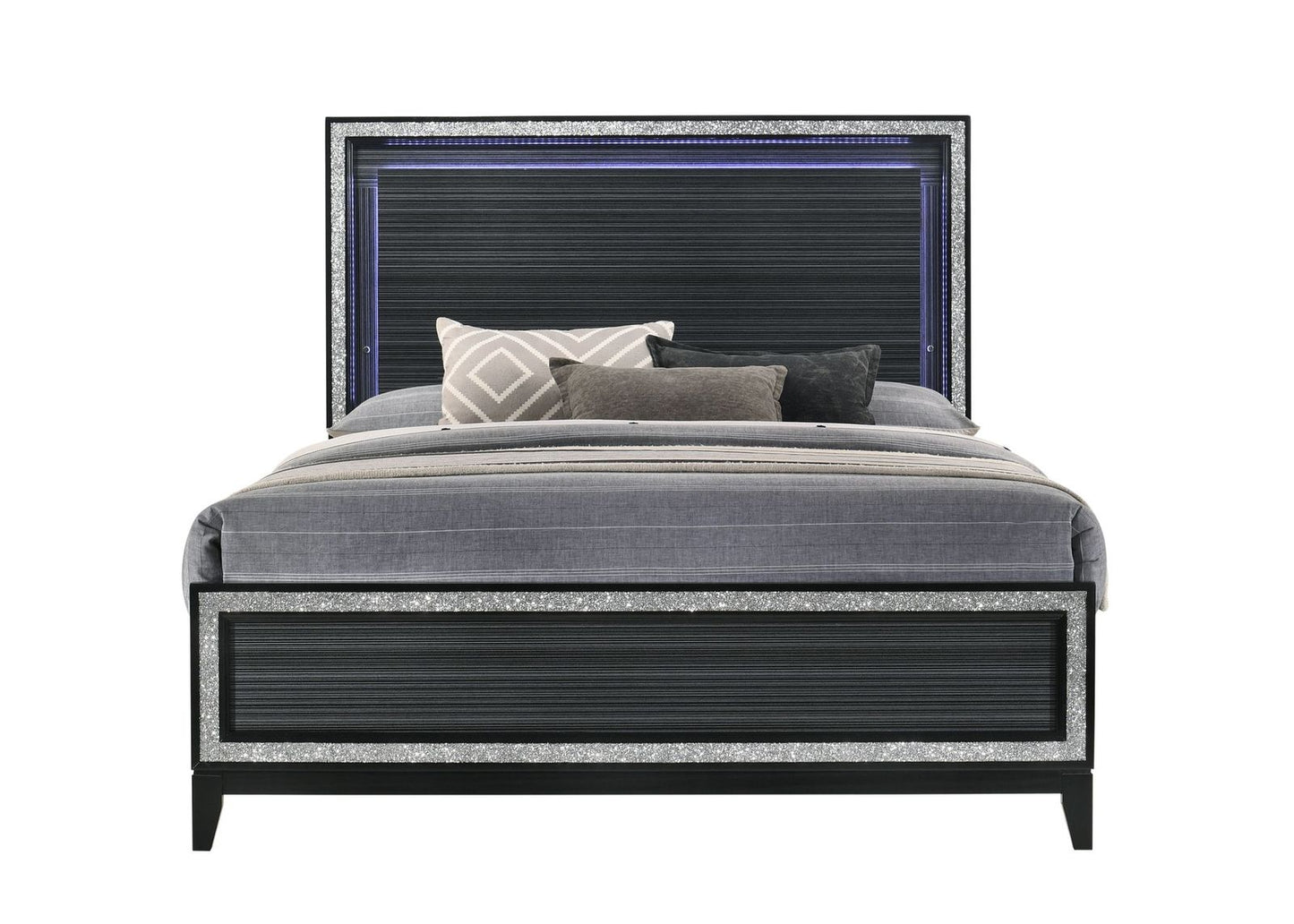 Haiden Queen Bed, LED & Weathered Black Finish 28430Q