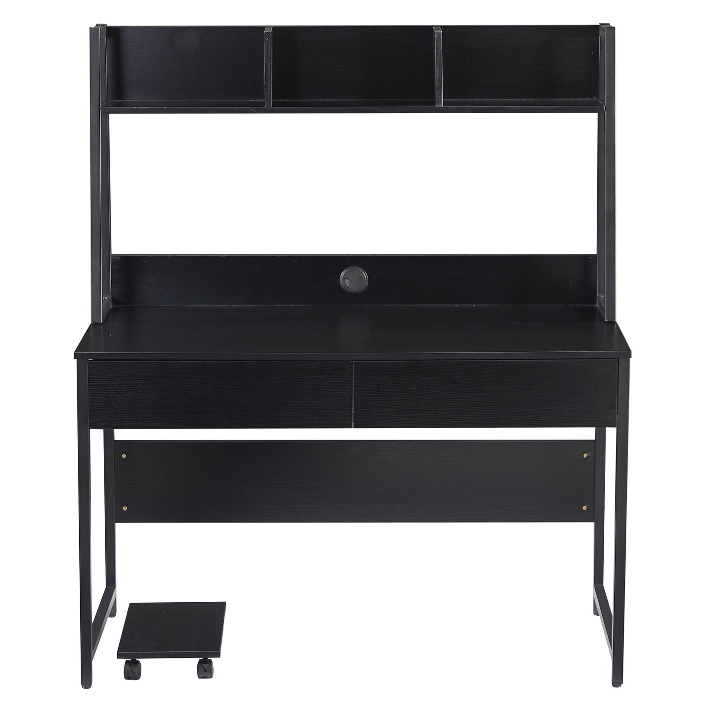 Home office Computer Desk with Hutch/ Bookshelf, Desk with Space Saving Design（Black）