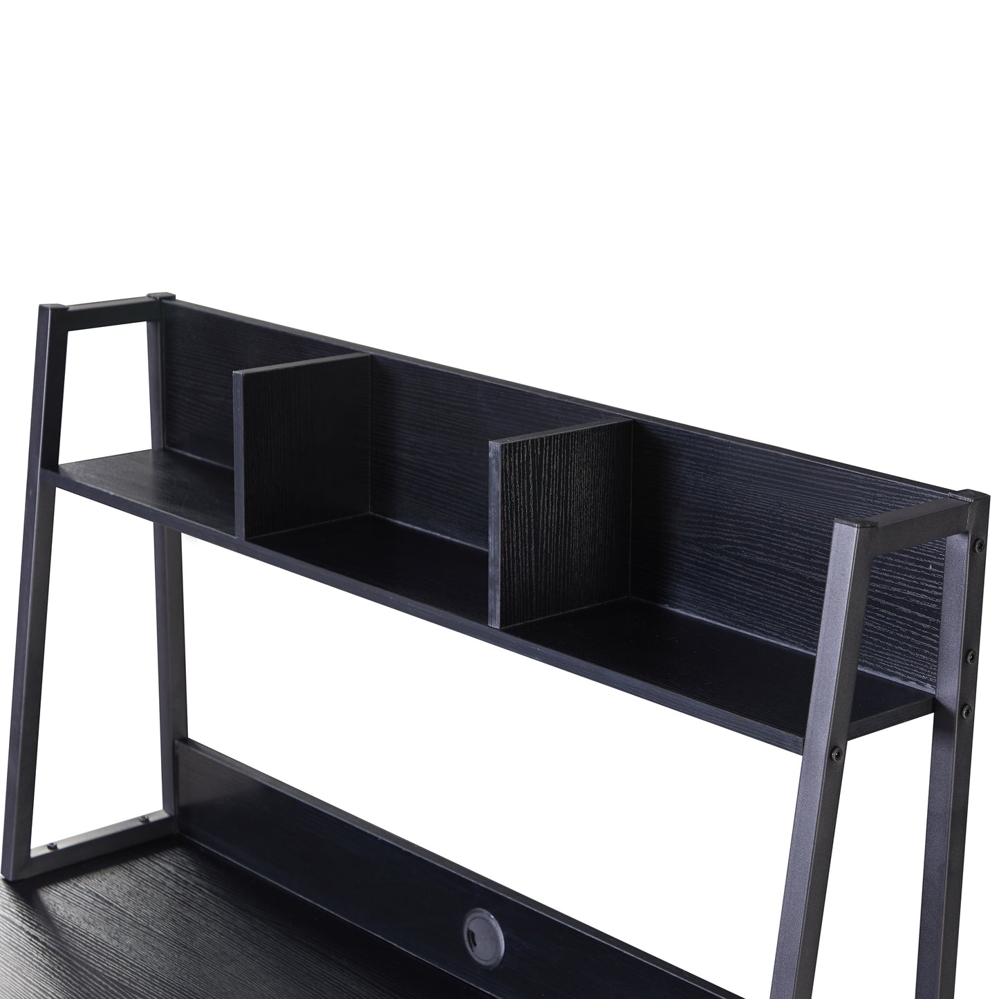 Home office Computer Desk with Hutch/ Bookshelf, Desk with Space Saving Design（Black）